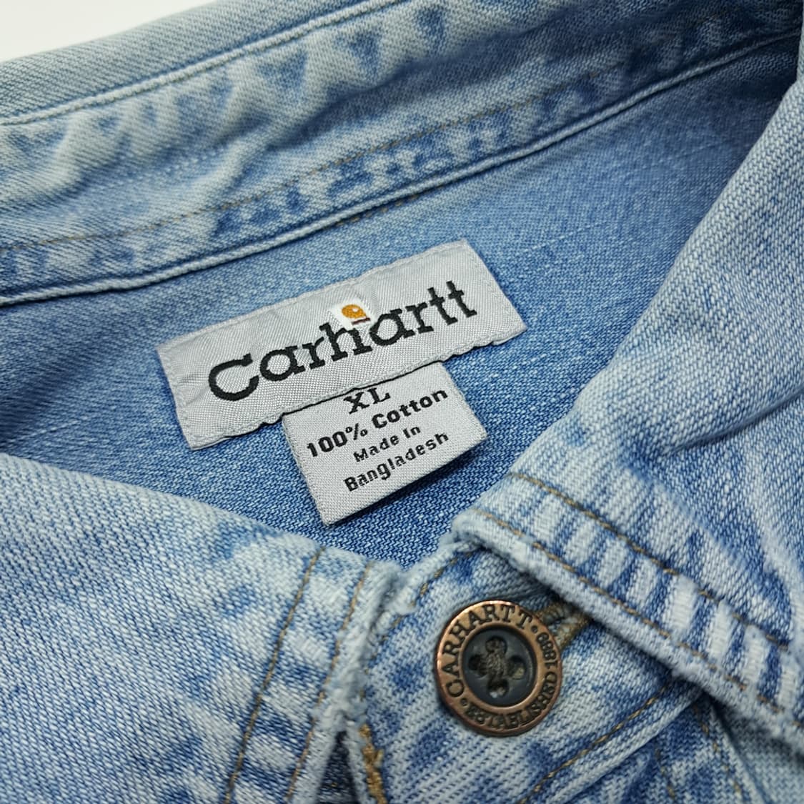 CL233 XL 칼하트 00s 스톤워시 연청 데님셔츠 남방 상품이미지3