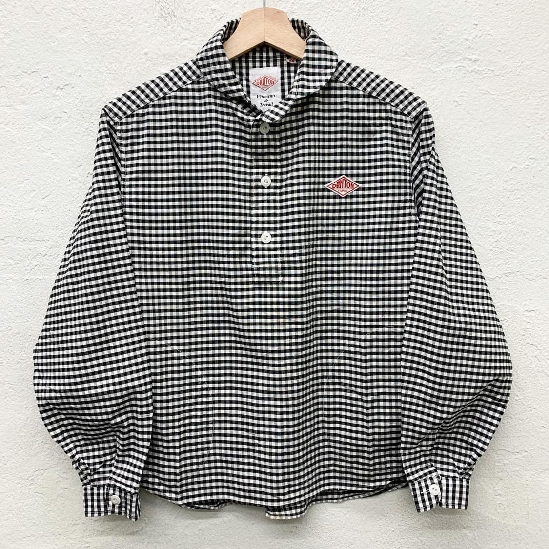 단톤 체크보드 클럽카라 헨리넥 셔츠 상품이미지2