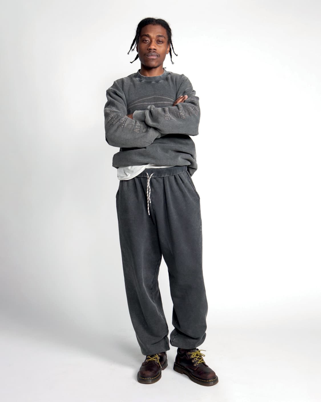 [M,L]에리즈 aged ancient column 스웨트 팬츠/차콜 상품이미지2