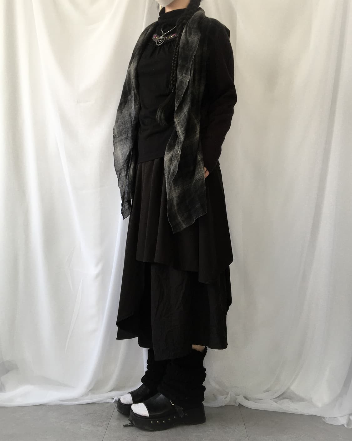 Check pattern drape woolen open caridgan 상품이미지9