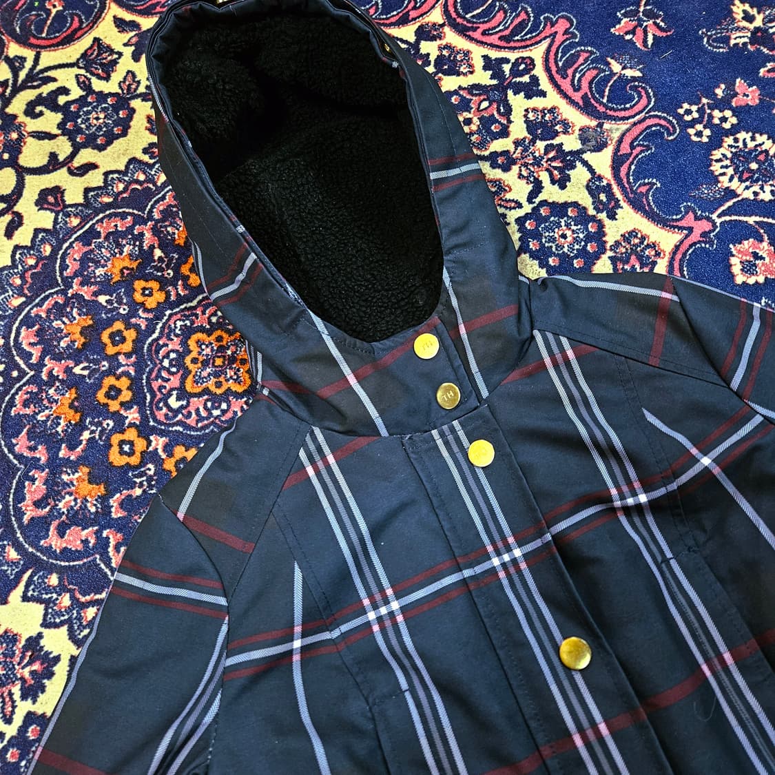 타미힐피거 네이비 타탄체크 후드 패딩 점퍼 XS size 상품이미지3