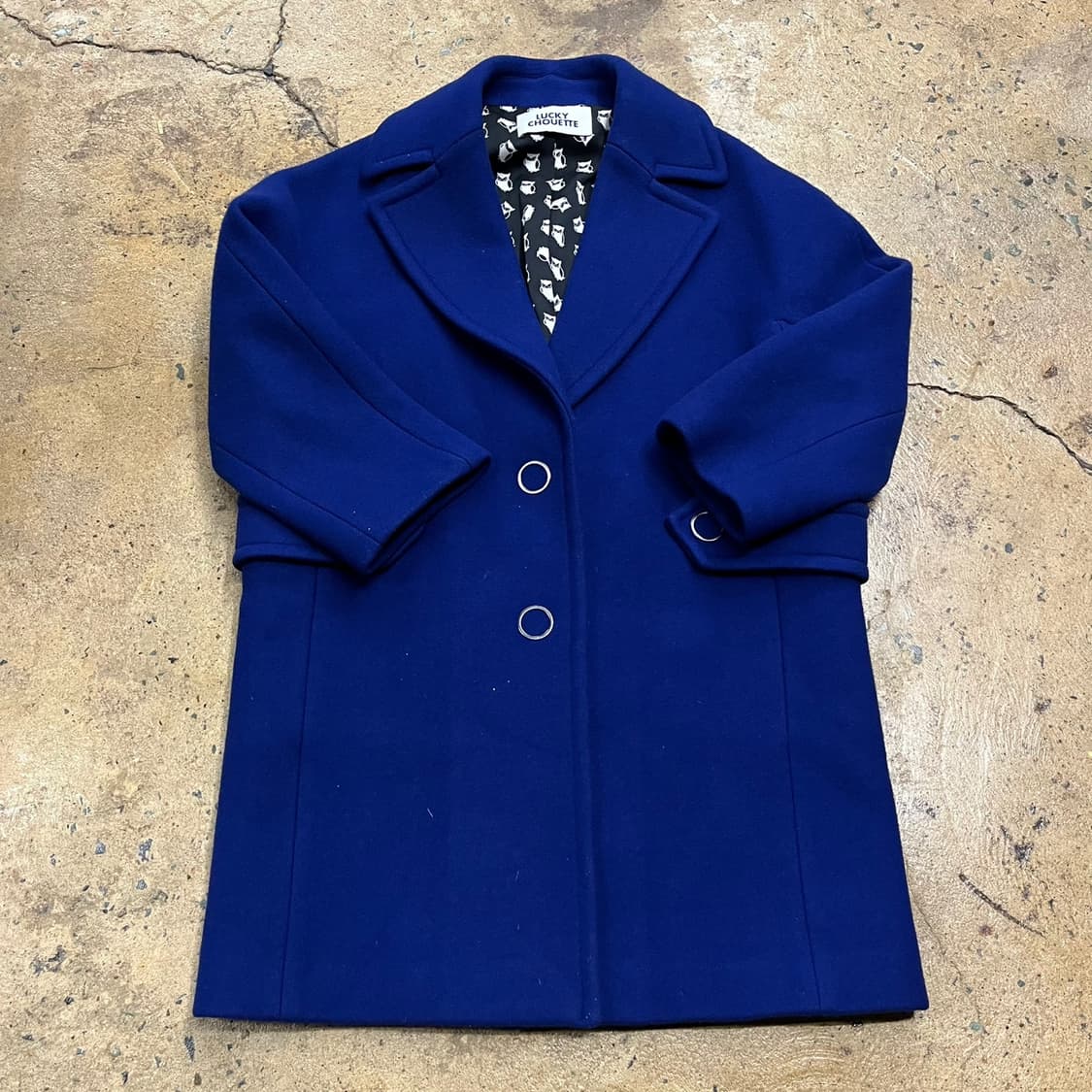 [정품/36] 럭키슈에뜨 블루 컬러 울 코트 b15 상품이미지3