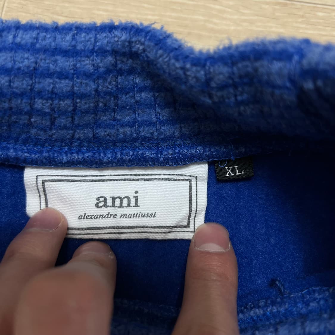 아미 하트 자수로고 와플 후리스 웜업 풀오버 [블루] XL/105 상품이미지5