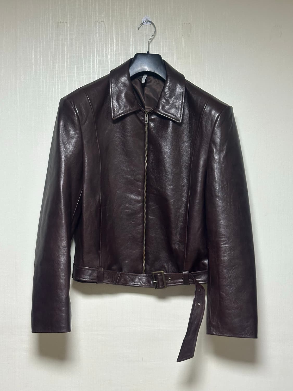 새상품) 노이어 kkst 램스 레더 벨티드 크롭 자켓 50/105 상품이미지7