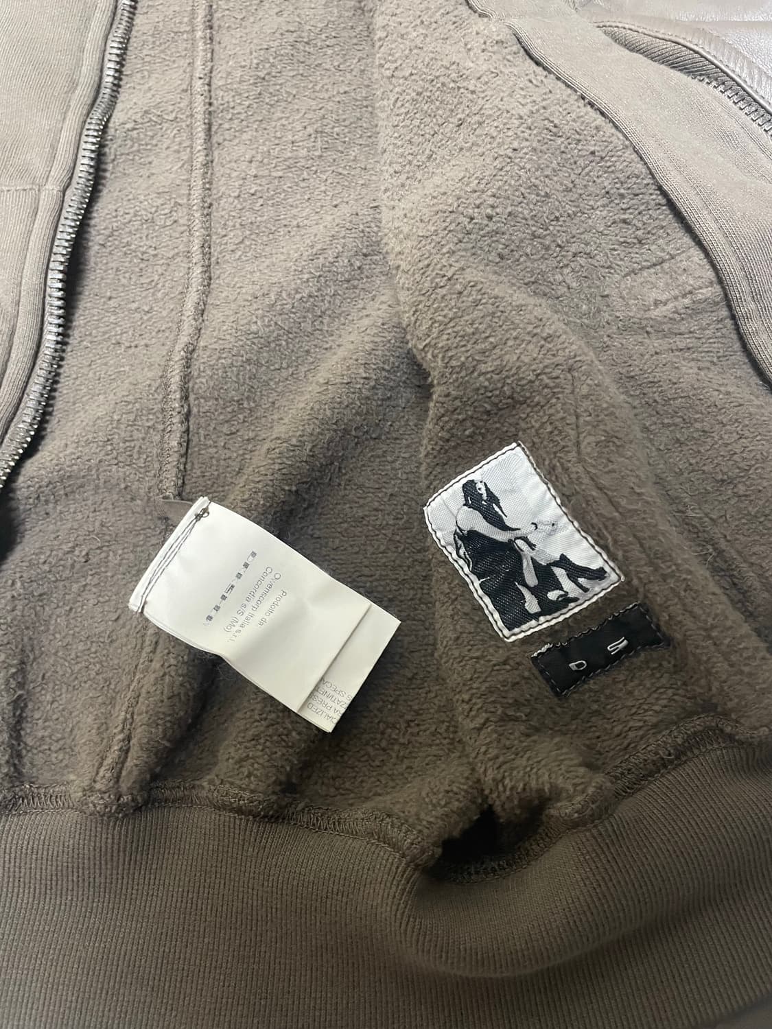 Rick Owens DRKSHDW Leather Sleeve Hoodie 상품이미지4