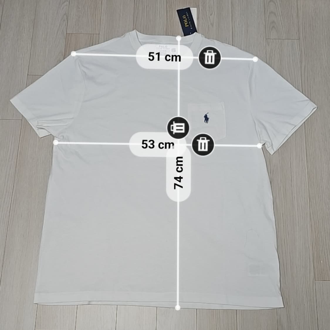 국내판 새제품L(정가9.5만) 폴로 크루넥 포켓티 반팔 티셔츠 화이트 상품이미지6