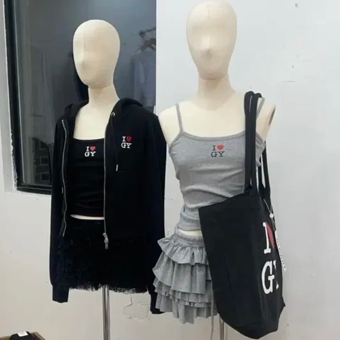 글로니 I LOVE GY 러플스커트 그레이, 블랙 상품이미지1