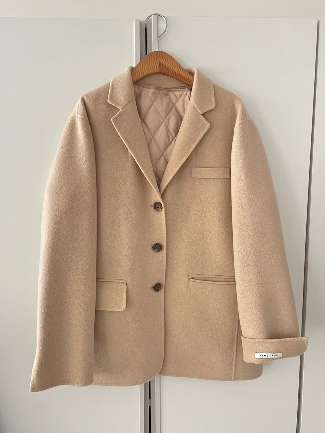 메리어라운드 핸드메이드 울90 베이지 싱글 자켓 코트 상품이미지1