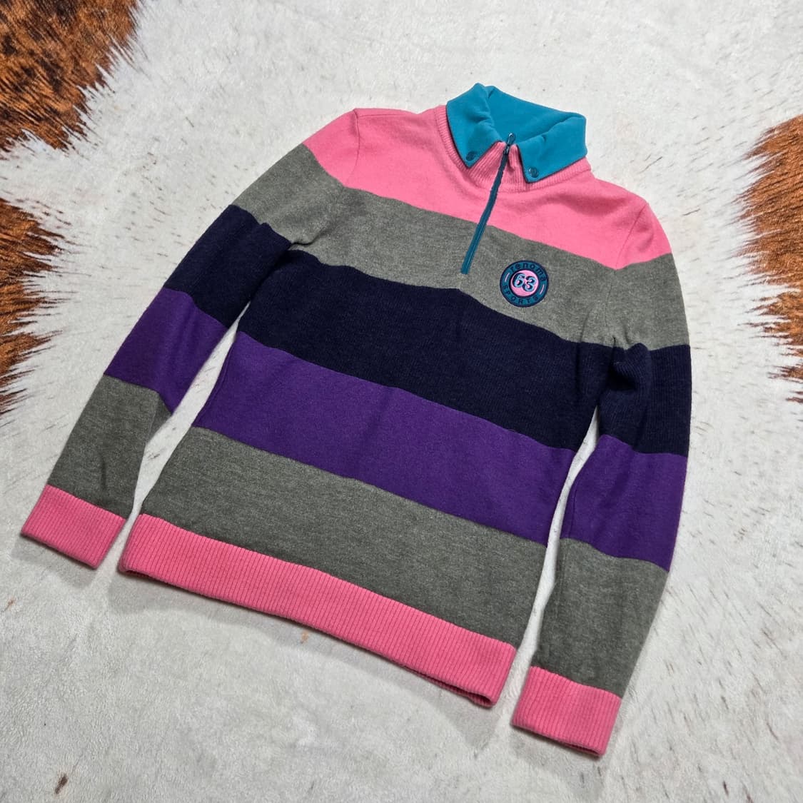 레노마 배색 반집업 니트 상품이미지1