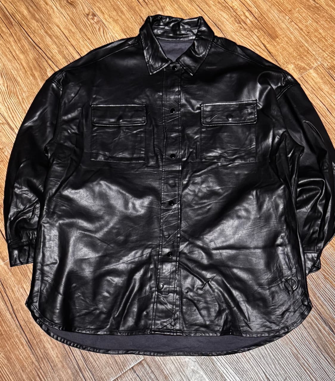 잉그 페이크 레더 버튼 셔츠 자켓 상품이미지2