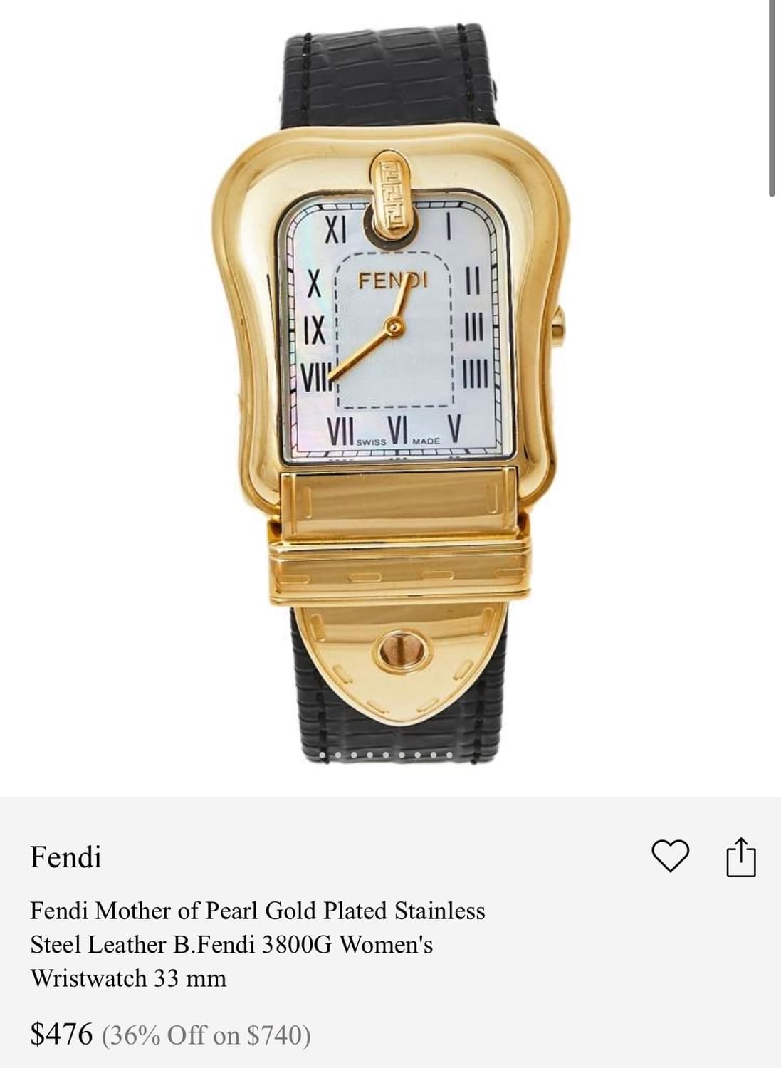 Fendi 펜디 비백 스틸 3800G 마더오브펄 여성시계 상품이미지6