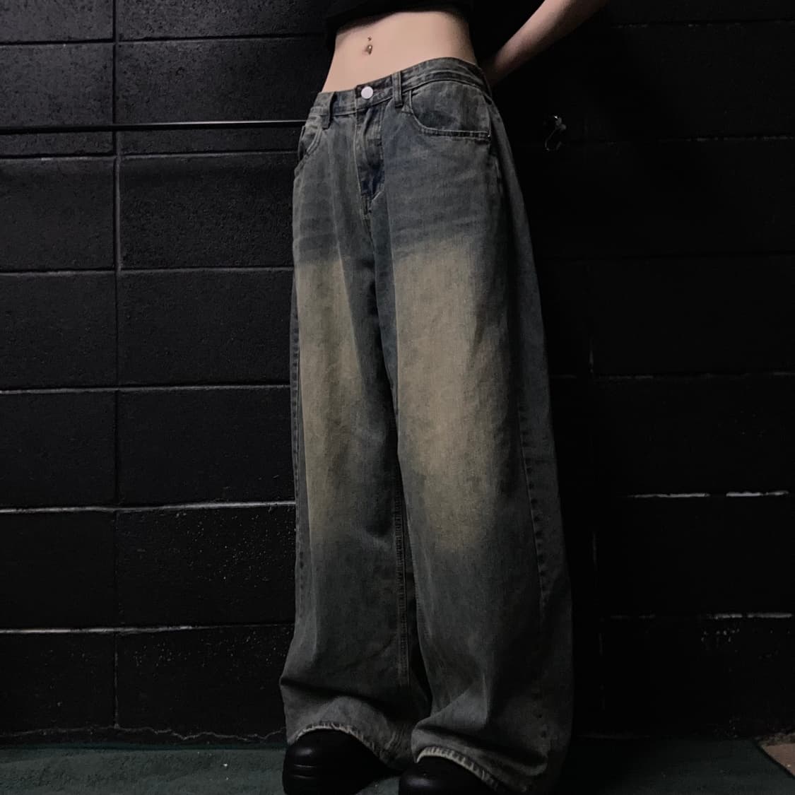 빈티치 중청 오버핏 워싱 데님 팬츠 상품이미지2