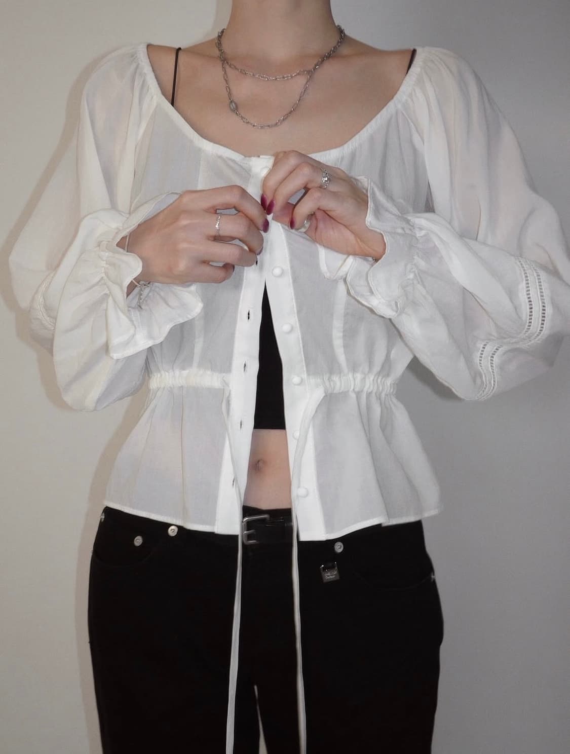 (새상품) 페일제이드 보헤미안 버튼 블라우스 화이트 상품이미지5