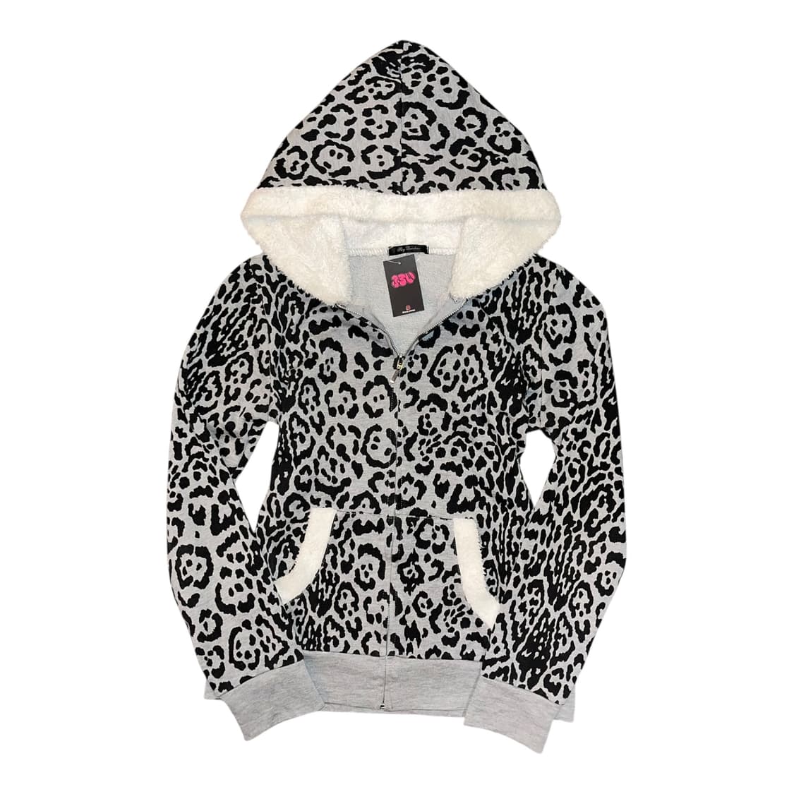 Sky Bomber 스카이봄버 양털포인트 호피 후드집업 갸루y2k 상품이미지1