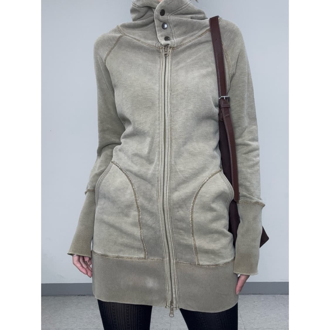 빈티지 투웨이 하이넥 후드집업 원피스 y2k 상품이미지3