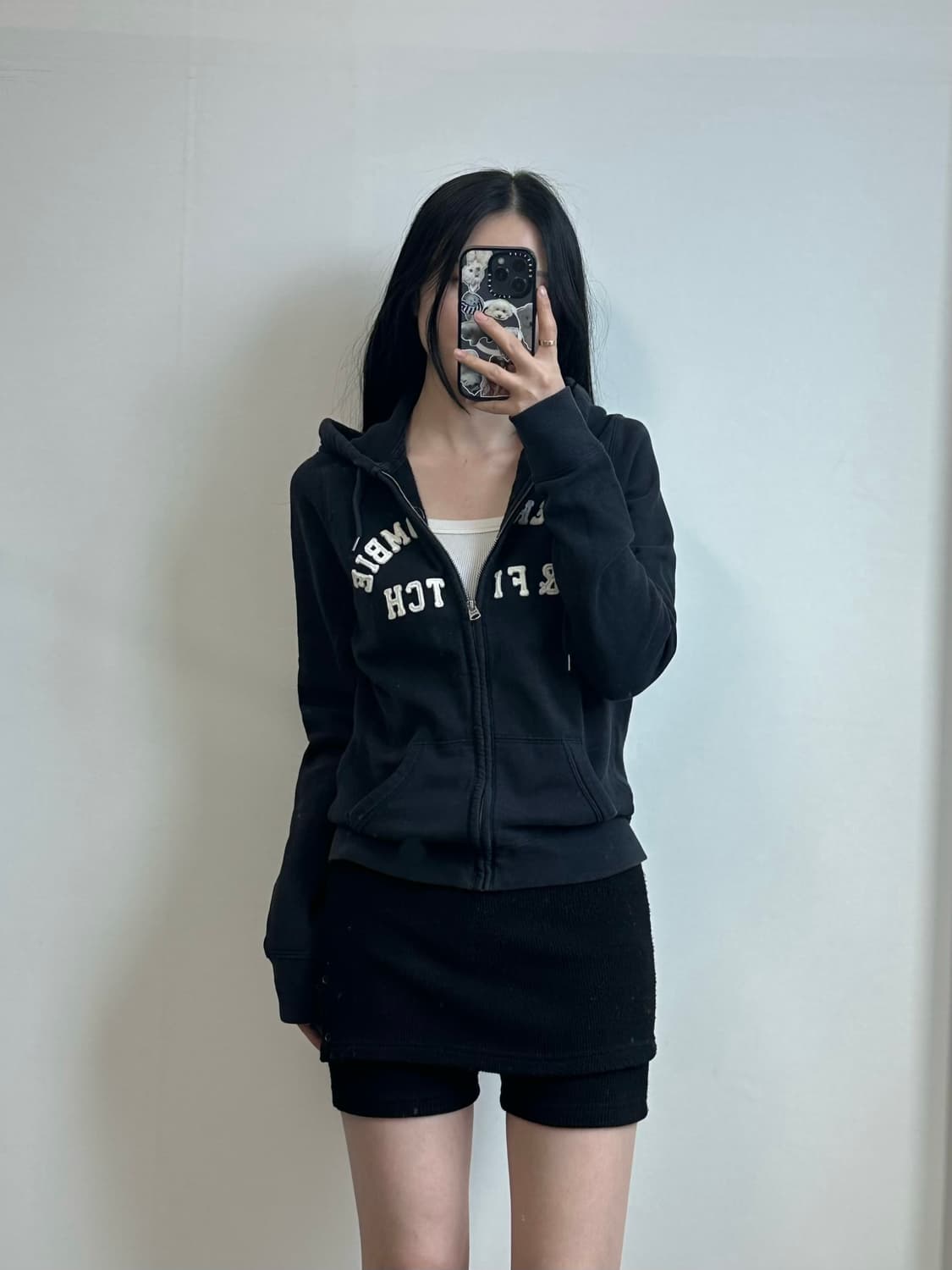 아베크롬비 y2k 와투케 네이비 딱붙 후드집업 상품이미지1