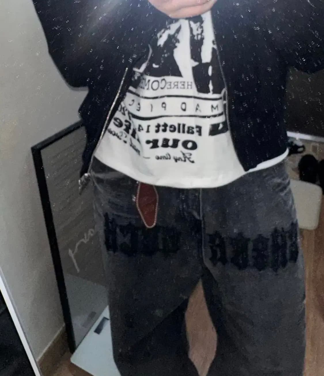 스케이터락 로고 데님 와이드팬츠 M 상품이미지3