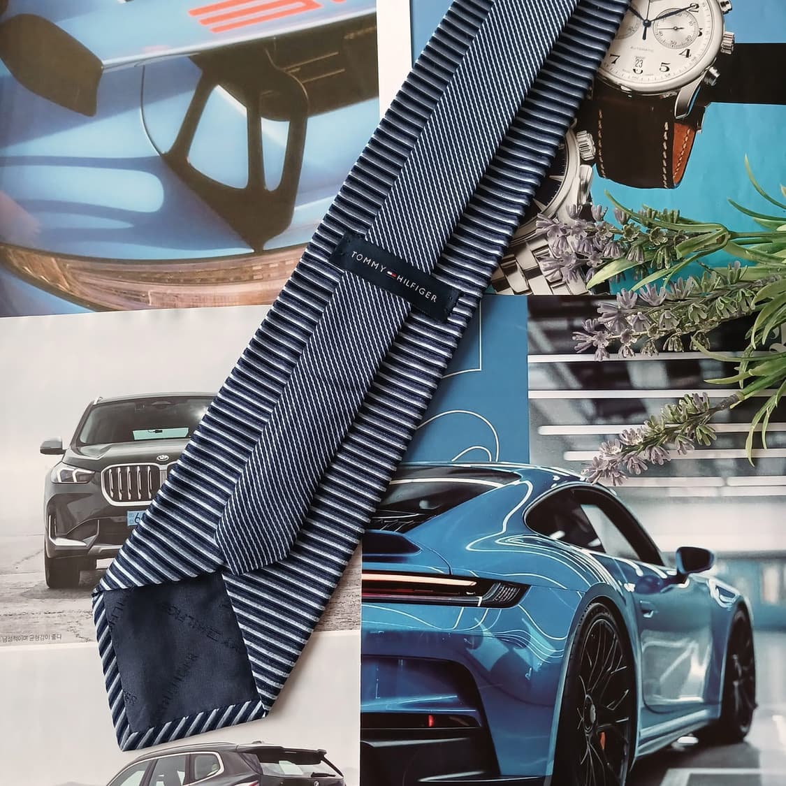 타미 힐피거 실크 네이비 스트라이프 넥타이 9cm A+등급 A18922
 상품이미지4