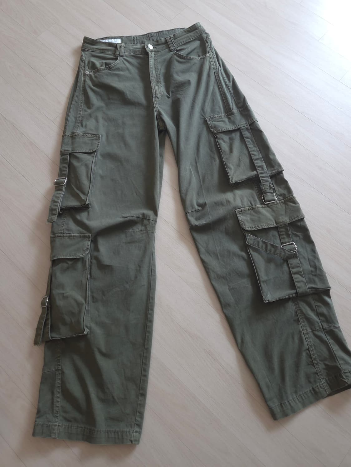 빈티지 카키 버클 카고 팬츠 상품이미지1