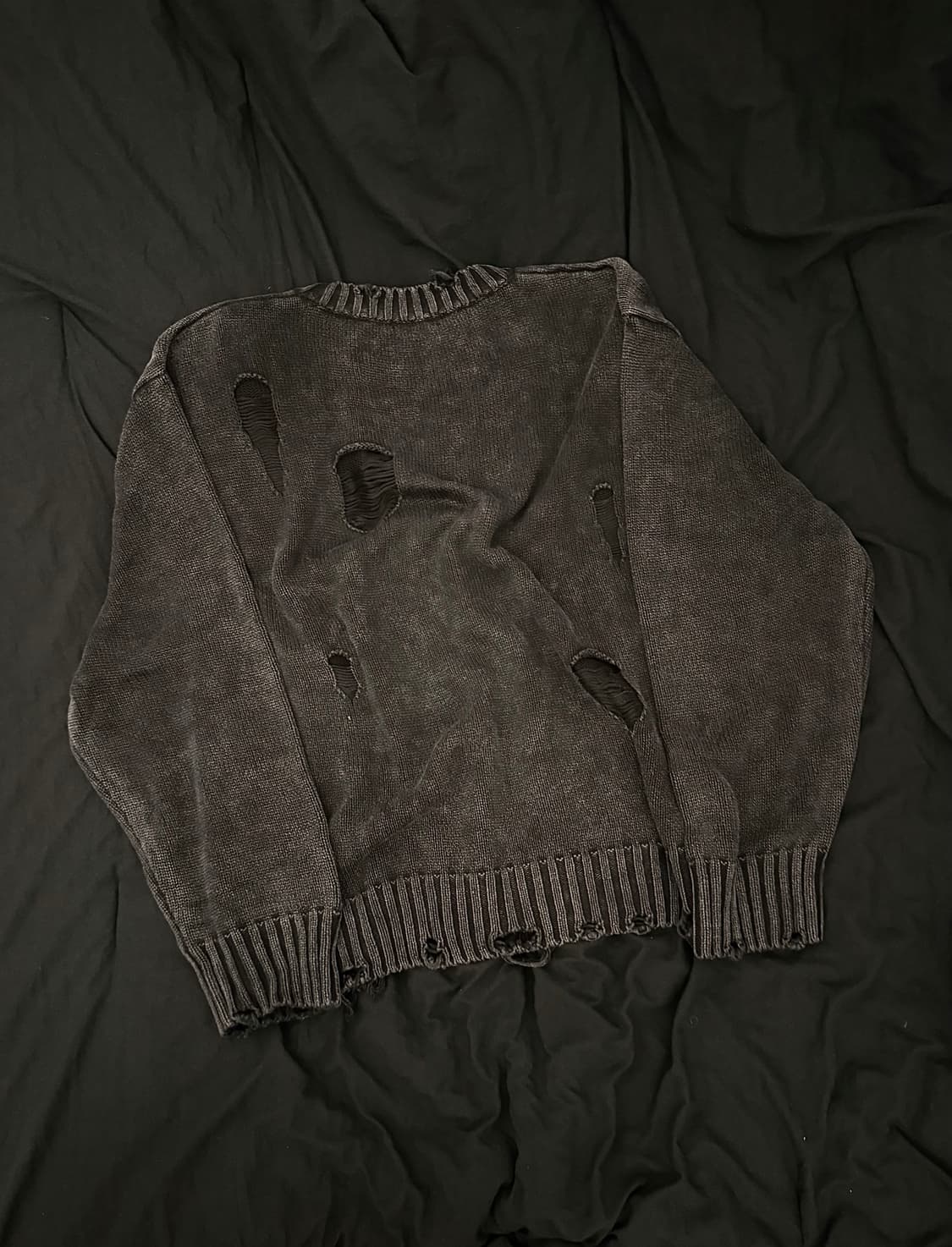 이티씨이 디스트로이드 워시드 니트 블랙 상품이미지1