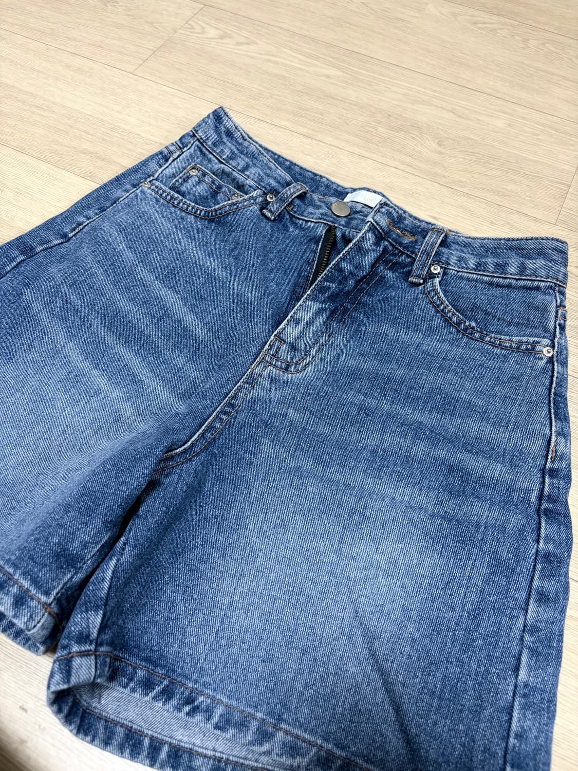 로에일 LW147 하이웨이스트 4부 데님 팬츠 진청 M 상품이미지4