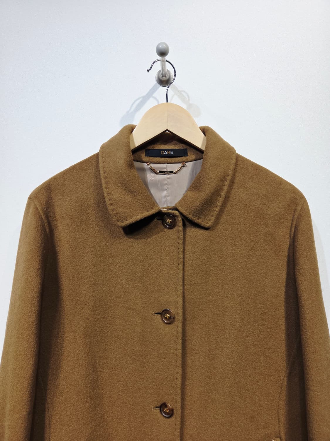 DAKS 닥스 울 100% 시그니처 체크 카멜 코트 상품이미지3