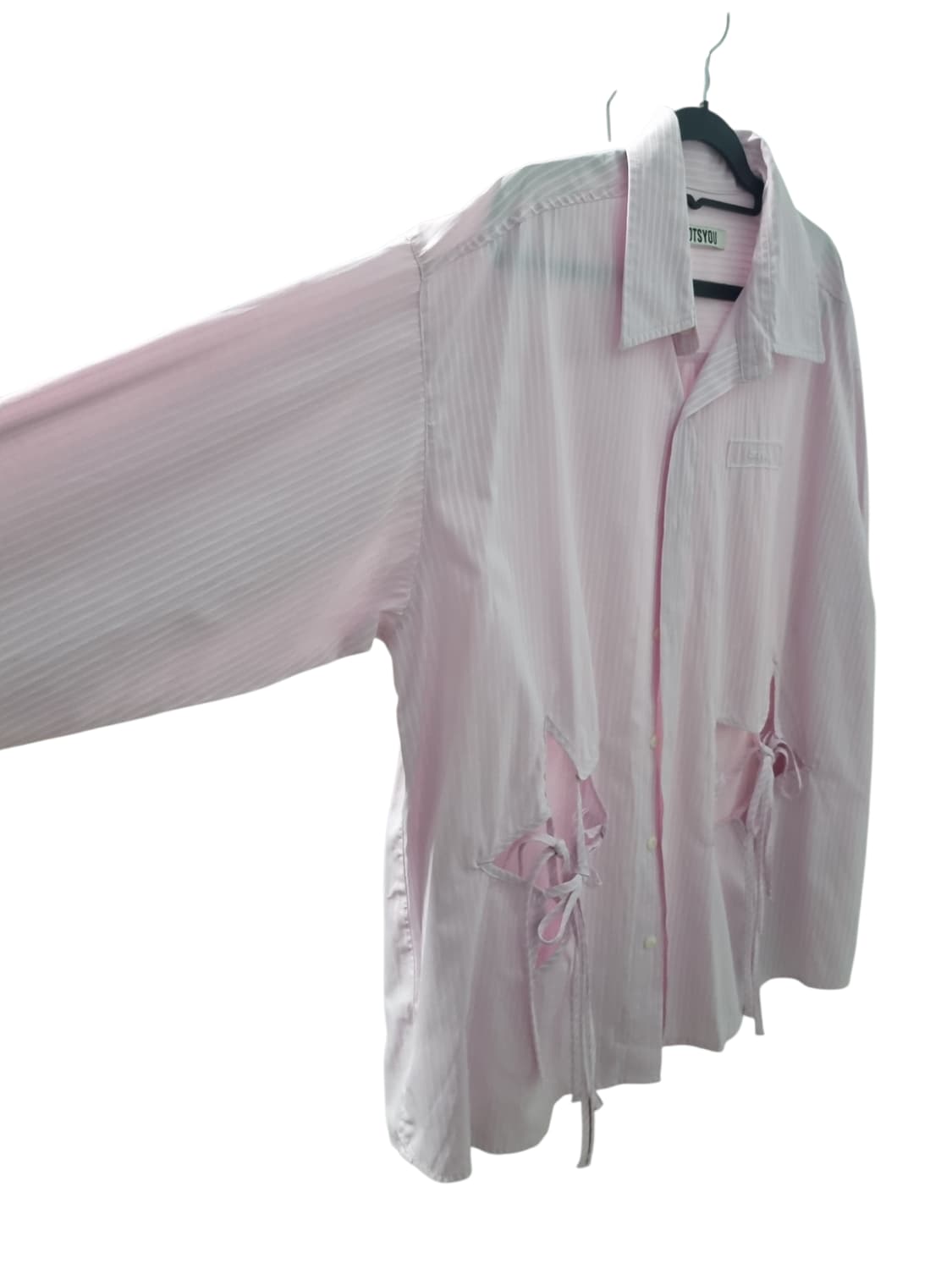 LOTSYOU 핑크 스트라이프 셔츠 레이스업 상품이미지3
