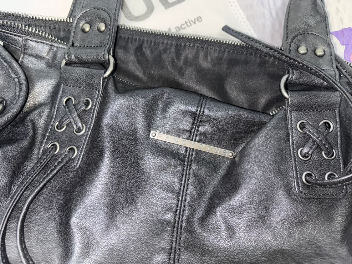 팬시클럽 벨티드 워싱 레더백 블랙 상품이미지3