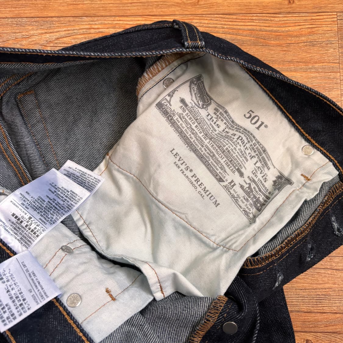 리바이스 501 청바지 진청 데님 28 오리지널 레드탭 프리미엄 상품이미지5