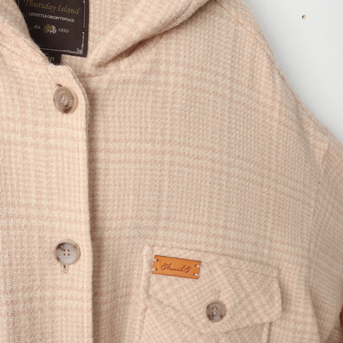 55/써스데이아일랜드 오버핏 후드 체크 셔츠자켓 상품이미지4