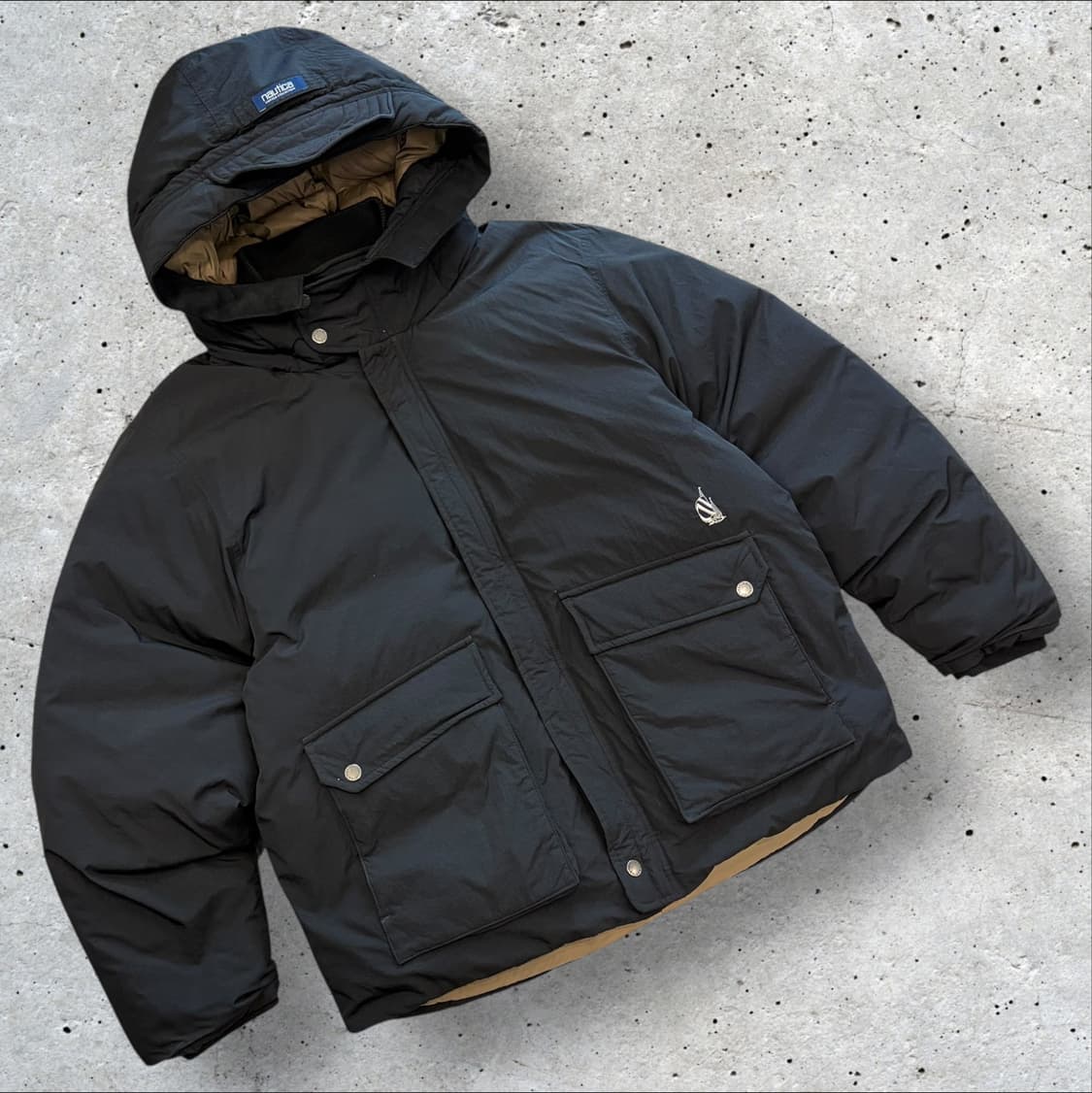 [L] 노티카 구스 다운 블랙 후드 패딩 점퍼 C488 상품이미지1