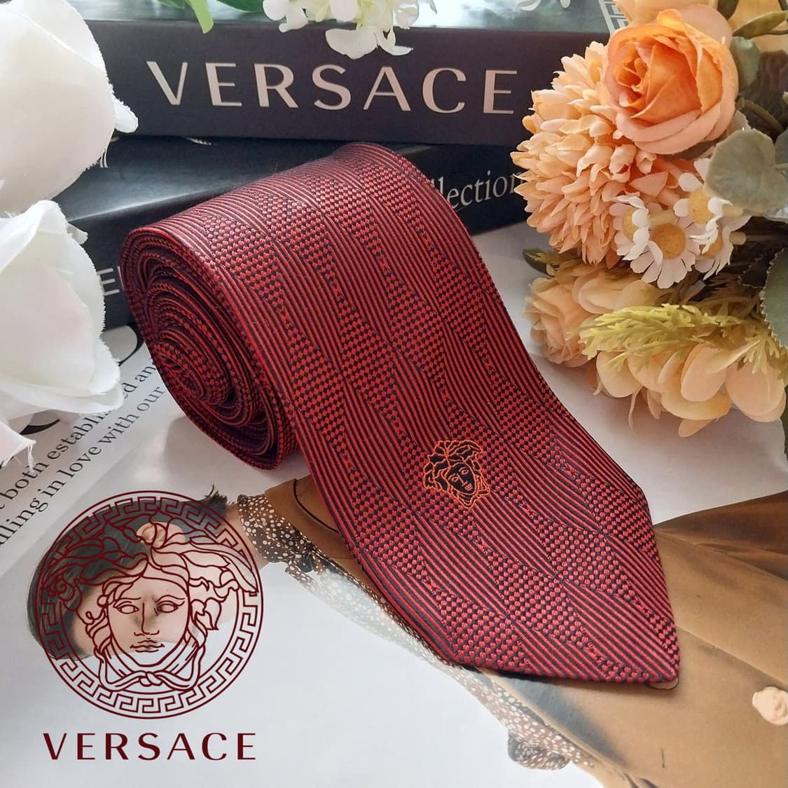 베르사체 실크 메두사 패턴 슬림 넥타이 7.7cm A+등급 K1613
 상품이미지1