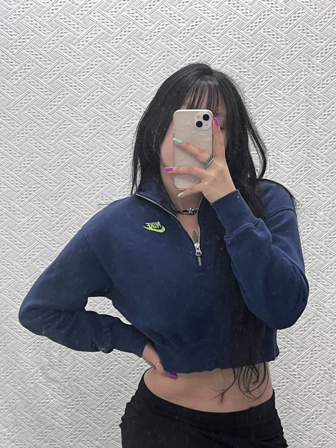 나이키 올드스쿨 스트릿 반집업 크롭 맨투맨 S C07198 상품이미지2