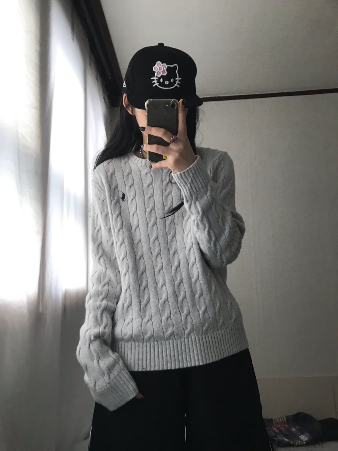 폴로 연그레이 케이블 니트 상품이미지3