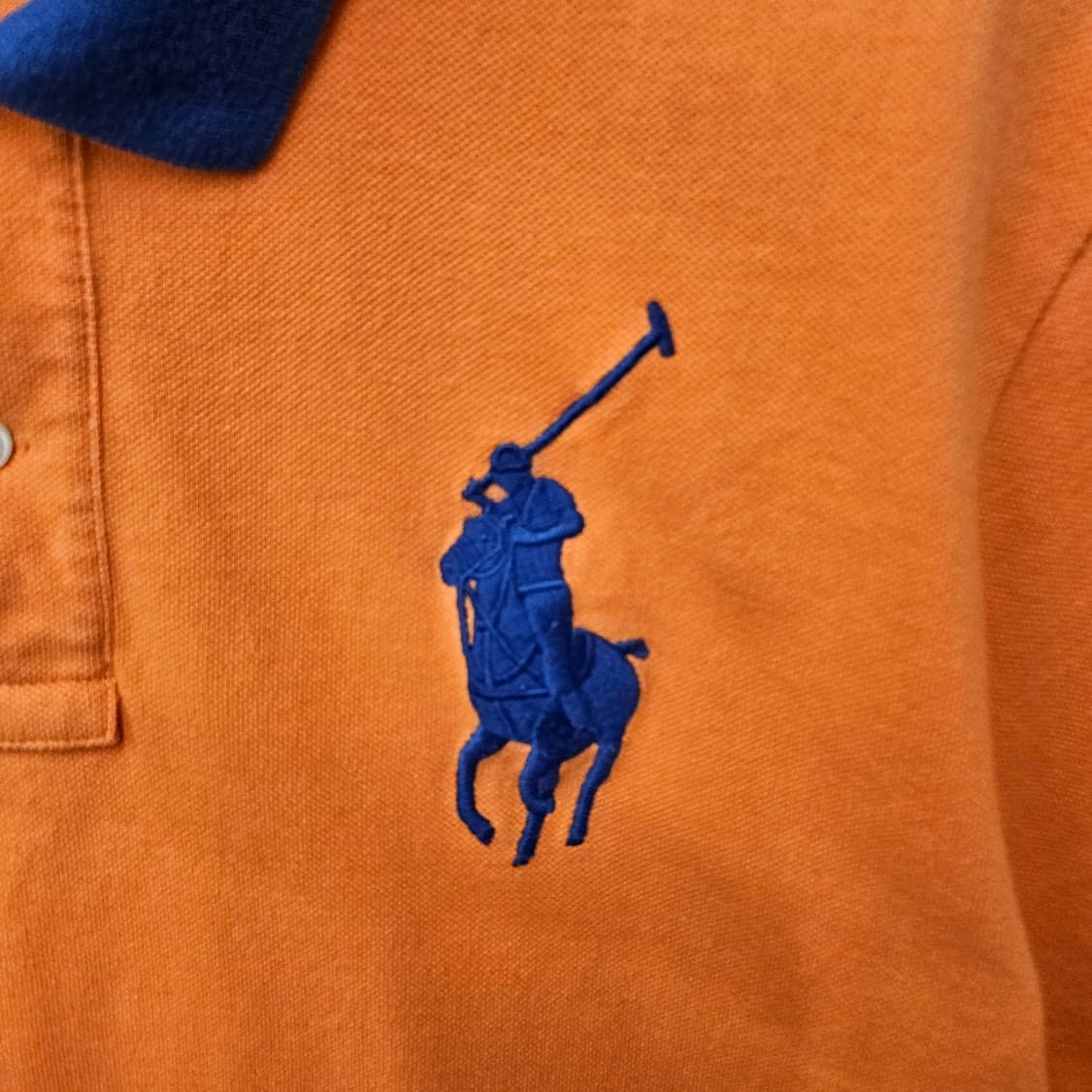 폴로 랄프로렌 빅포니 반팔 카라티 오렌지 네이비 상품이미지3