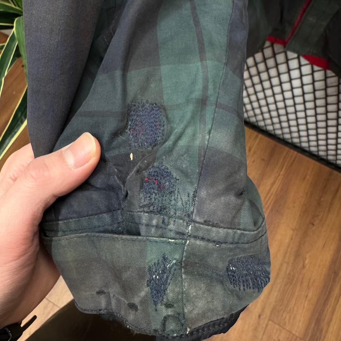 90s 타미힐피거 헤리티지 롱파카 체크 패턴 포인트 네이비 그린 상품이미지8