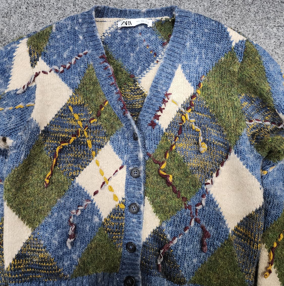 자라 아가일 니트 가디건 L 상품이미지3