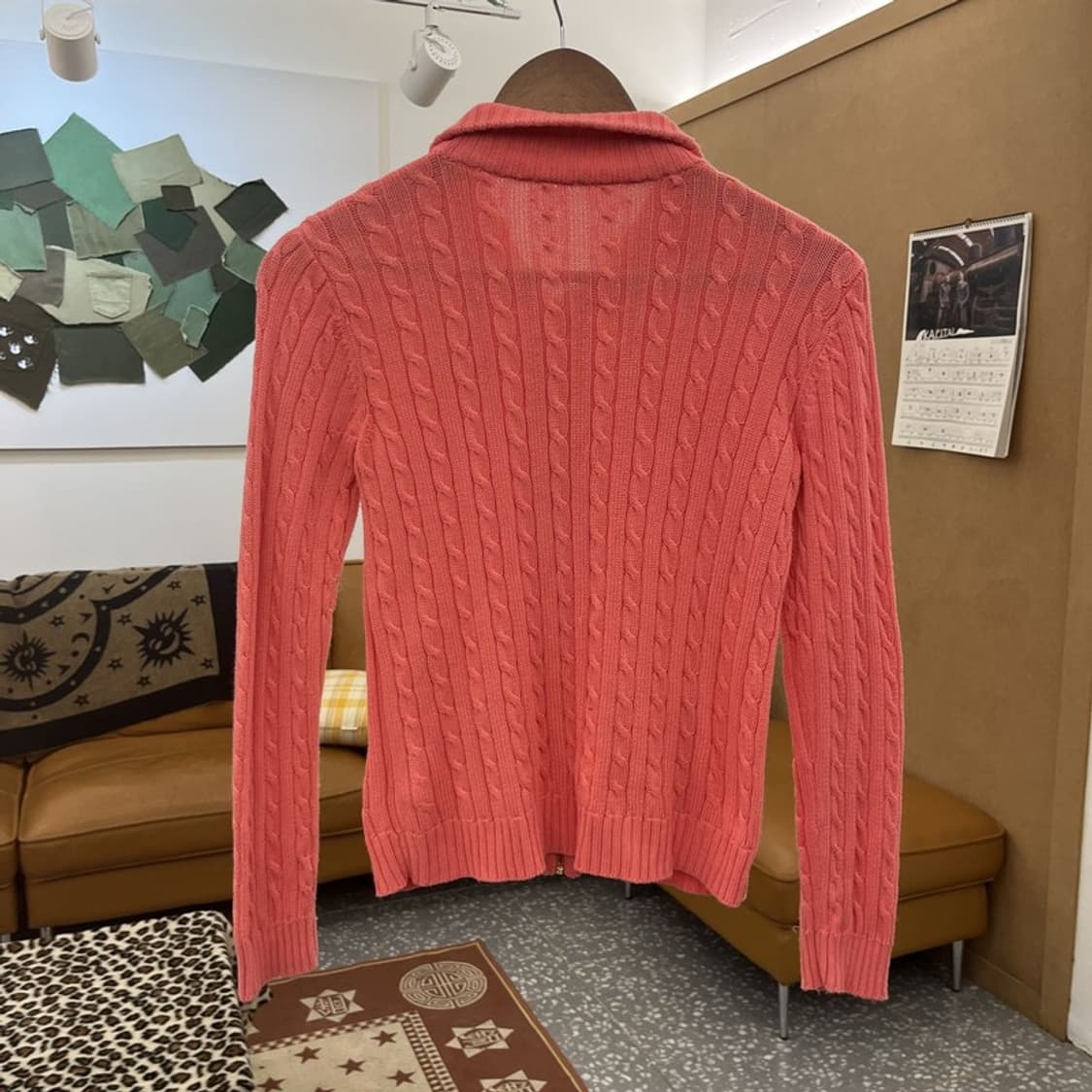 폴로 랄프로렌 Y2K 레트로 코랄 핑크 꽈배기 가디건 C09750 상품이미지4