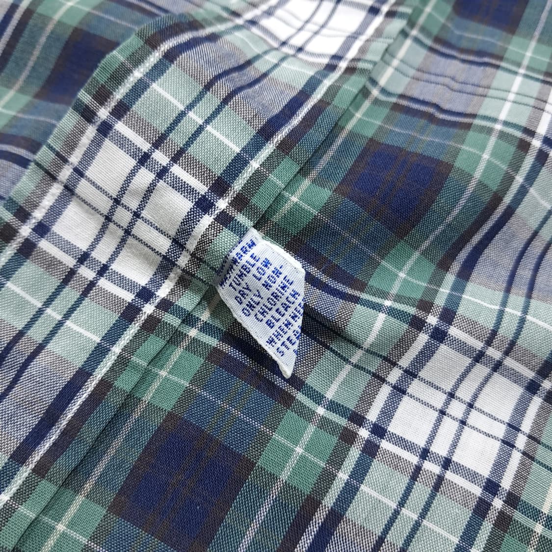 CL707 XL 폴로 90s 말레이시아판 코튼 타탄체크 그린 셔츠 남방 상품이미지5