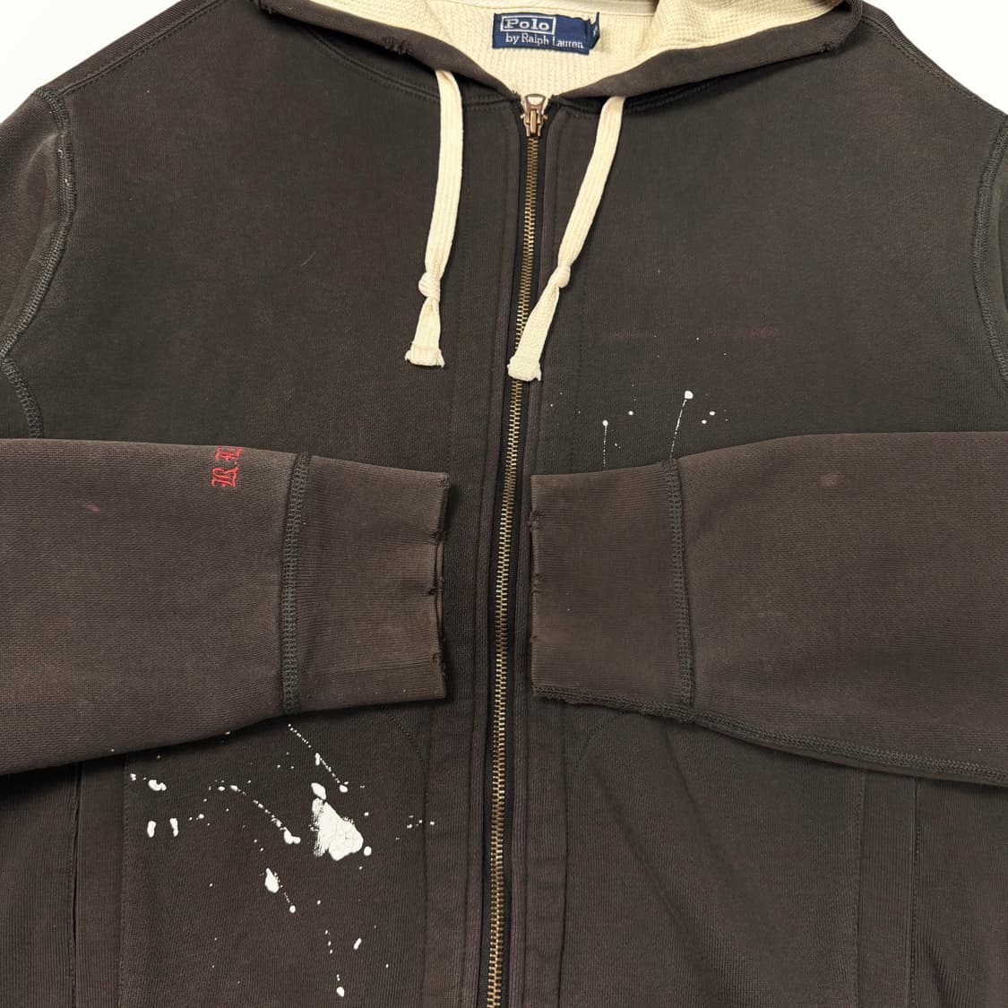 (XL) 폴로 랄프로렌 디스트로이드 페인팅 투웨이 후드집업 브라운 상품이미지5