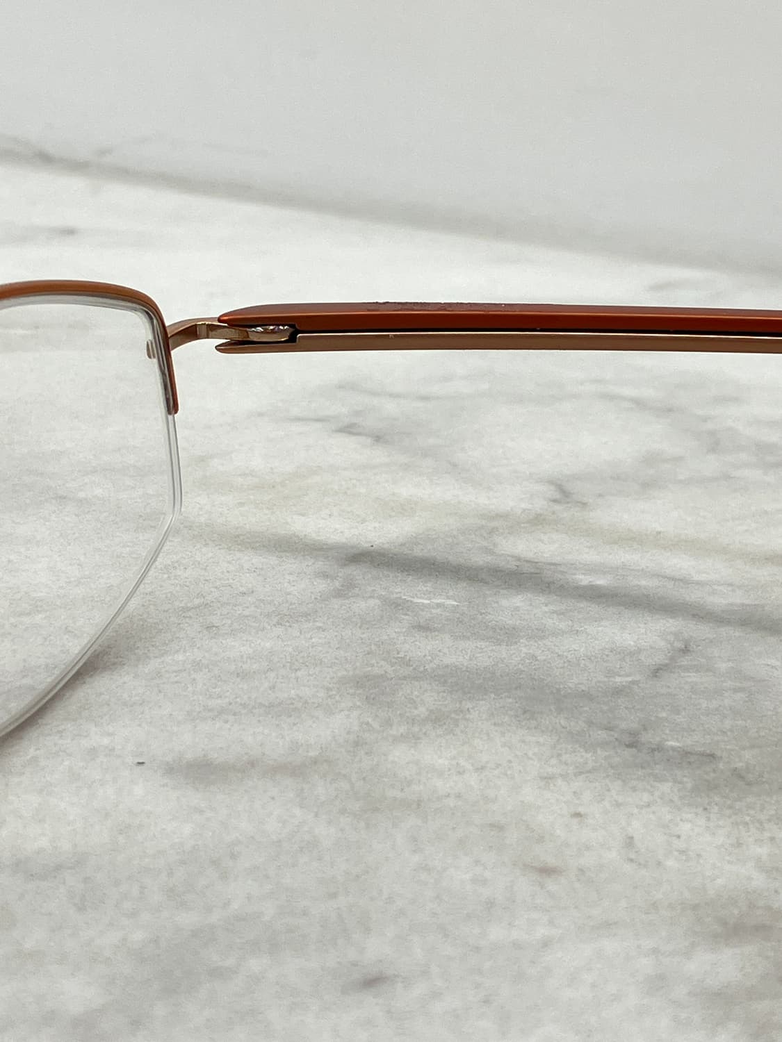 B46 엑살토 Exalto 엔틱 골드 오렌지 반무테 메탈테 안경 상품이미지8