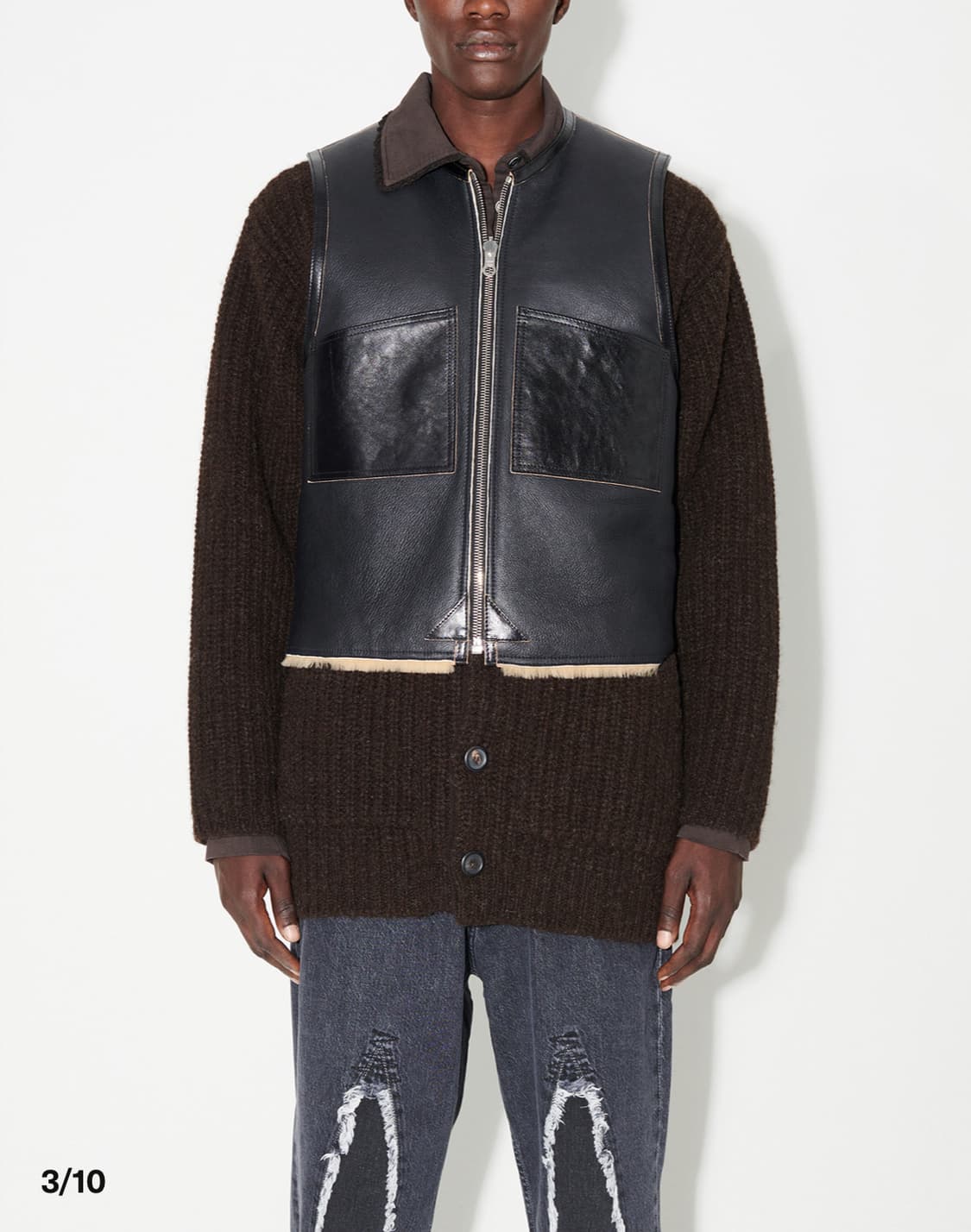 아워레가시 리버시블 셔링 베스트 블랙 브라운 48size 상품이미지3