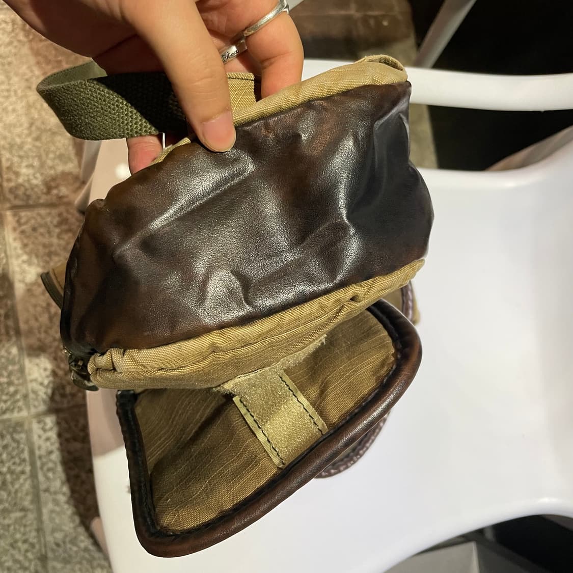 1990s Diesel 디젤 레더믹스 슬링백 상품이미지4