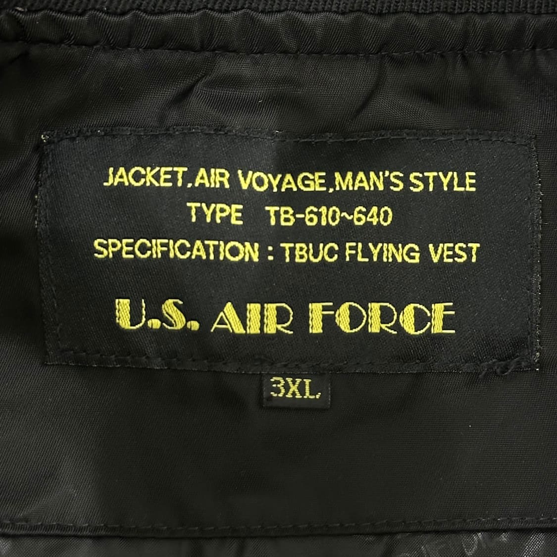 VTG 빈티지 US 미공군 복각 항공점퍼 조끼 블랙 3XL 상품이미지5