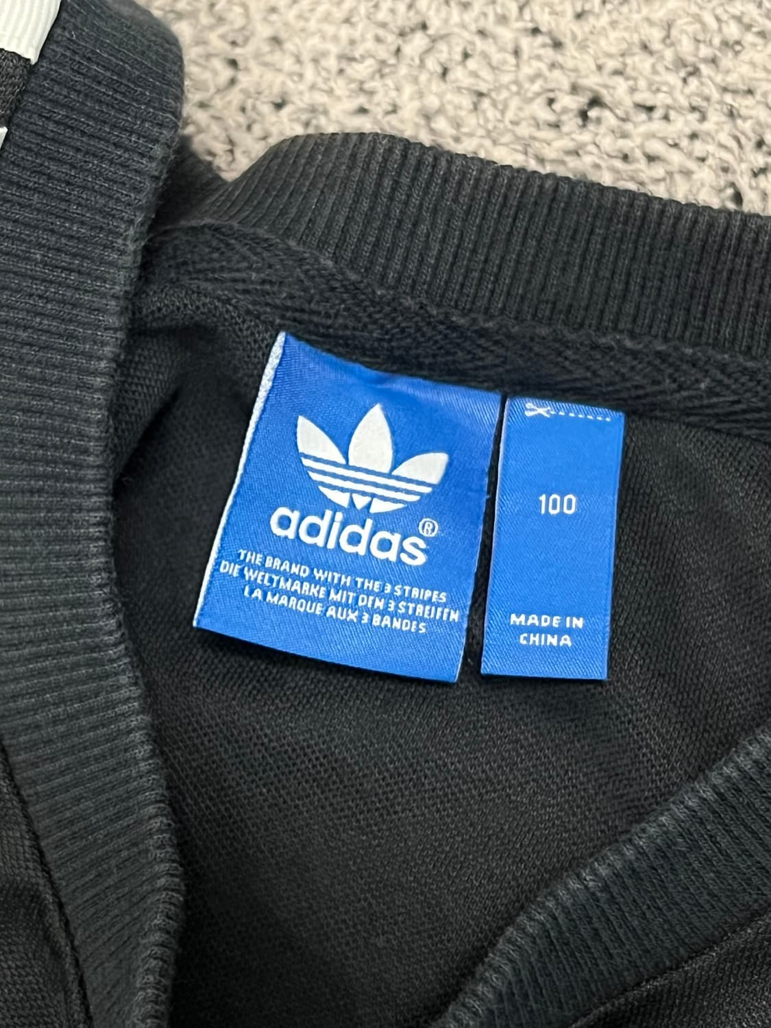 (100) 아디다스 오리지날 삼선 스웻 셔츠 맨투맨 블랙 상품이미지3