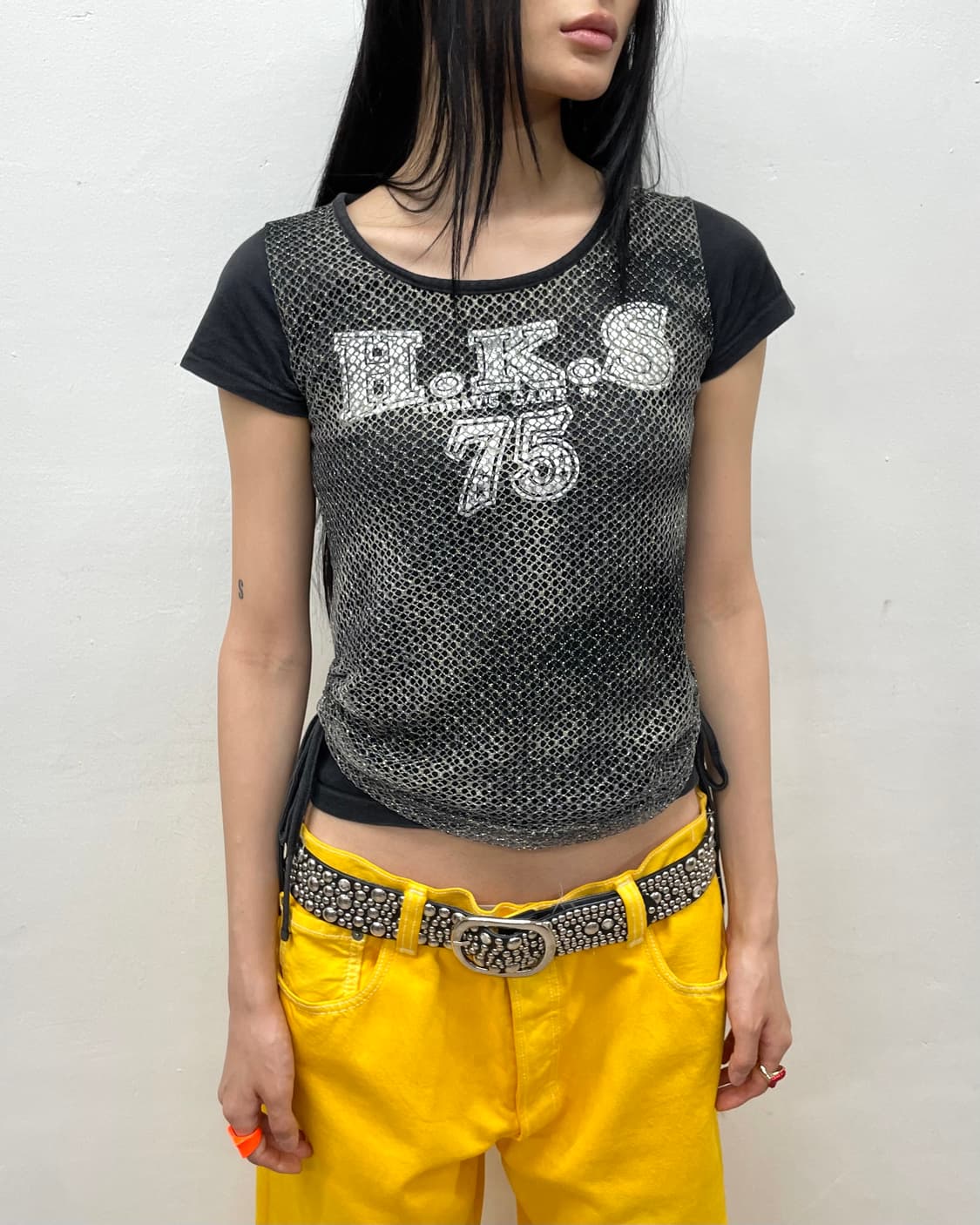 H.K.S Glossy Mash Shirring T-shirt 상품이미지4