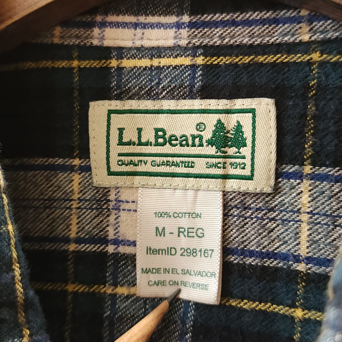 90s 엘엘빈 체크셔츠 플란넬 셔츠 헤비코튼 워크셔츠 그린 체크 m 상품이미지5