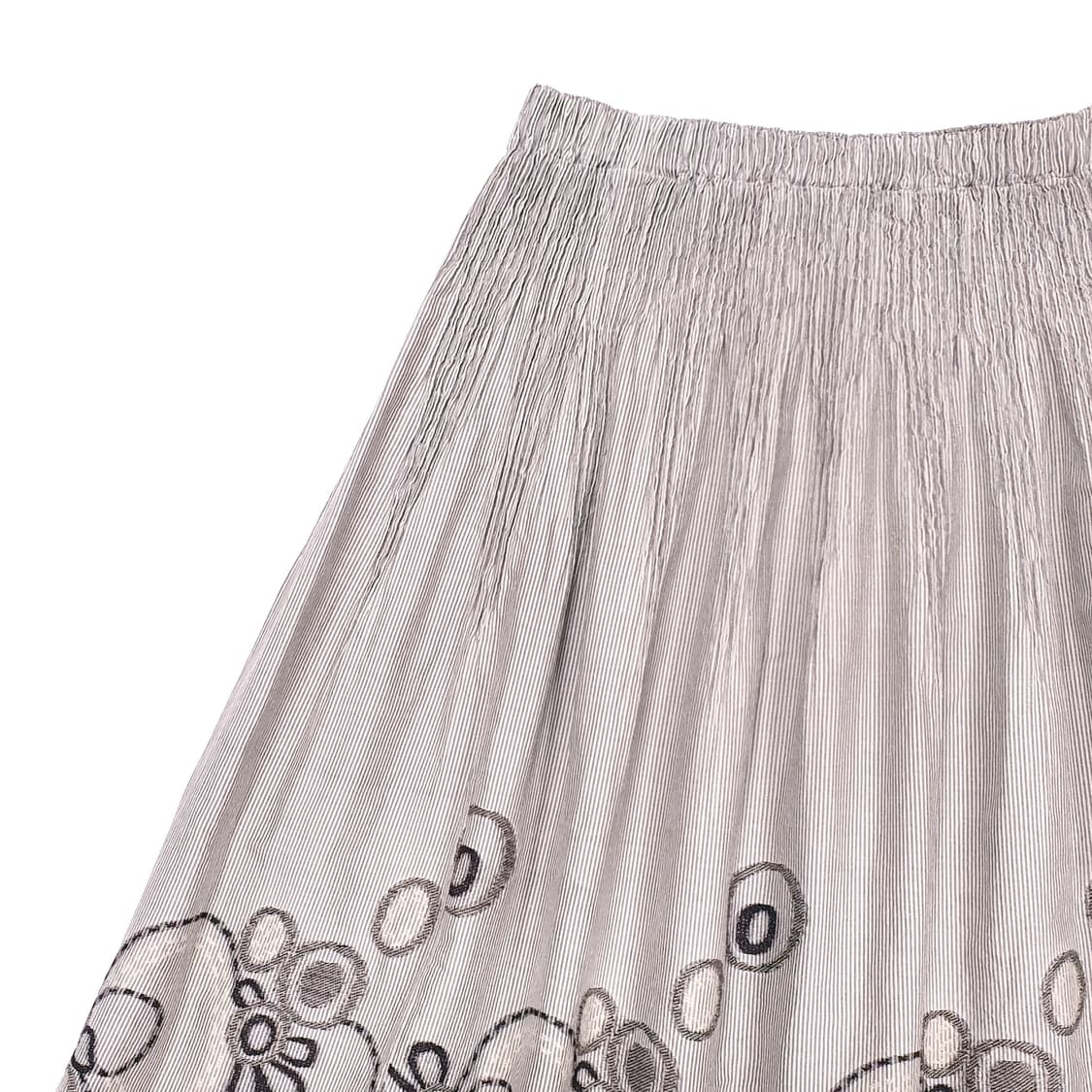 플로럴 자수 밴딩 미디 스커트 라이트 브라운 상품이미지3