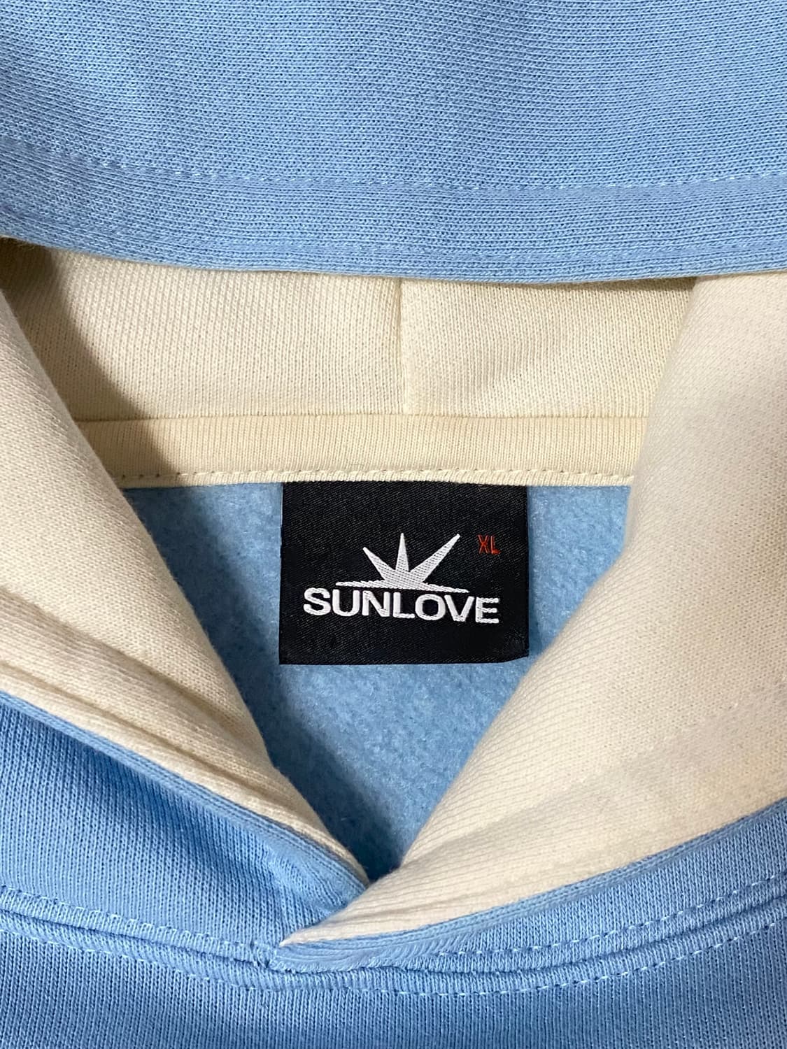 SUNLOVE 썬러브 크레센트 브러쉬드 하늘색 후드티 XL 상품이미지4