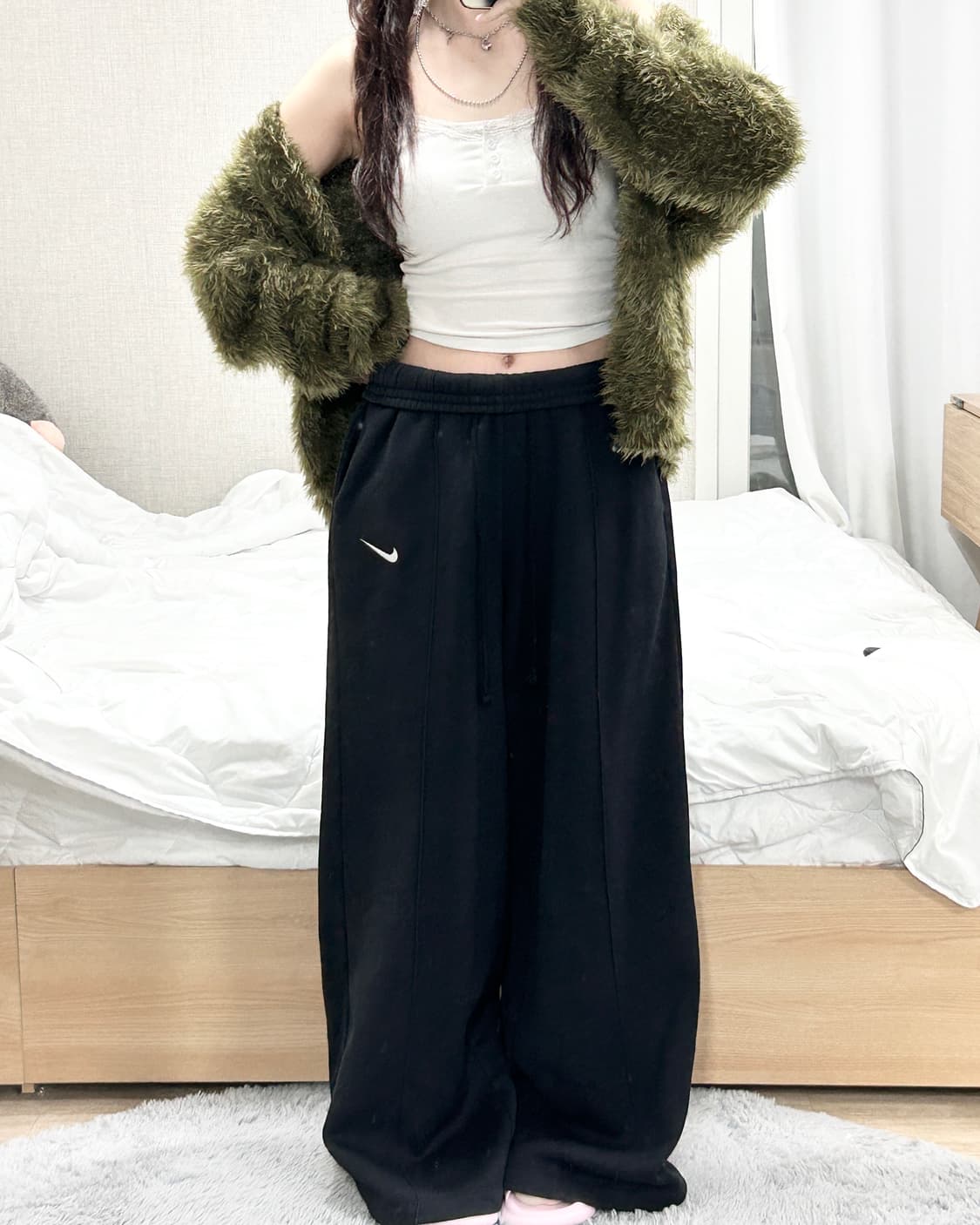 나이키 스우시 블랙 와이드 팬츠 상품이미지3